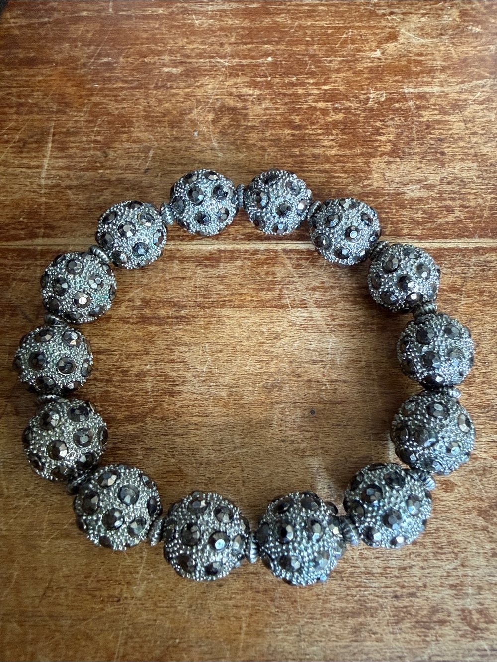 Faceted Hematite Bead Stretch Bracelet - Metallic Gray